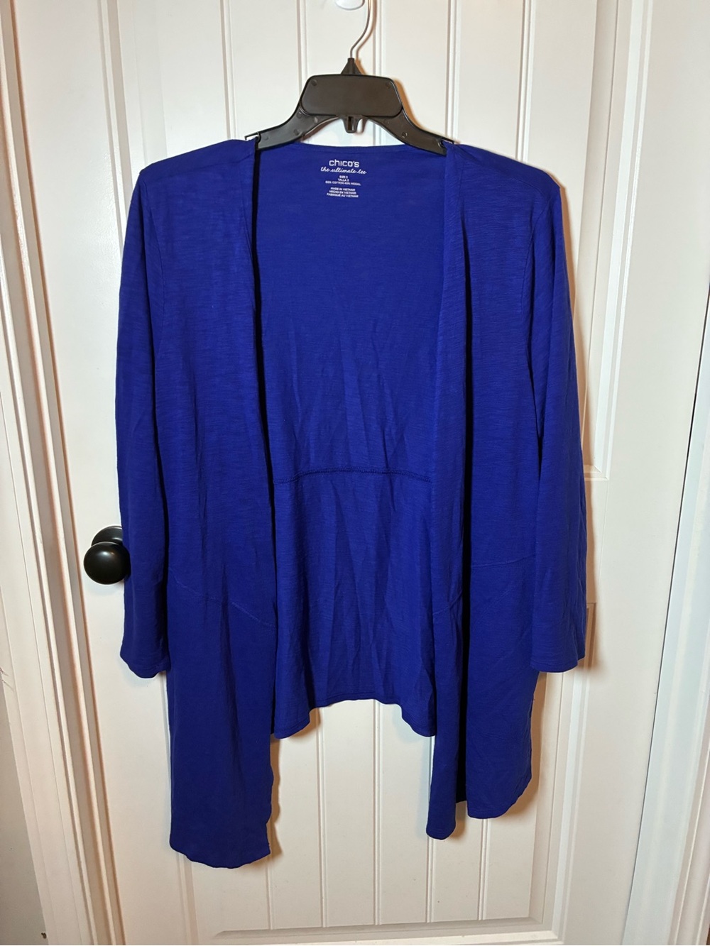 Chico's Open-Front Royal Blue Cardigan